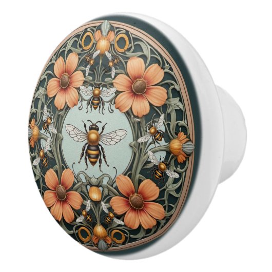 Bouton De Porte En Céramique Fancy Floral Bee-utiful Bee (Droite)