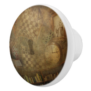 Bouton De Porte En Céramique Fantaisie Vintage Alice au Pays des Merveilles Bur