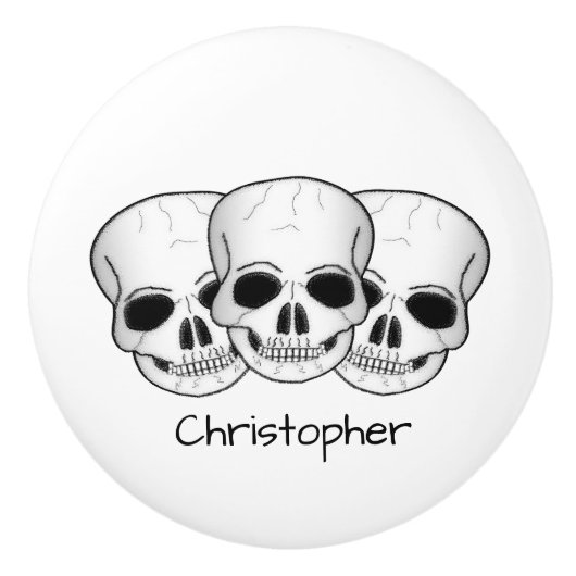 Bouton De Porte En Céramique Fantasy Art Skulls Design Personalised (Devant)