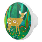 Bouton De Porte En Céramique Faune tachetée dans un cadre forestier Imaginaire (Droite)