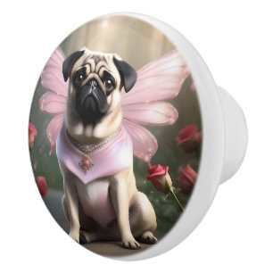 Bouton De Porte En Céramique Fée Carlin Rose,