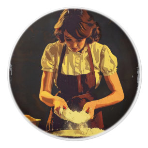 Bouton De Porte En Céramique Femme Cuire Vintage