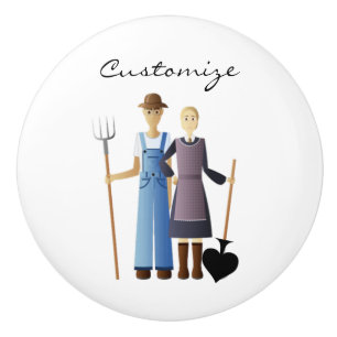 Bouton De Porte En Céramique Femme d'agriculteur Reine de Spades Thunder_Cove