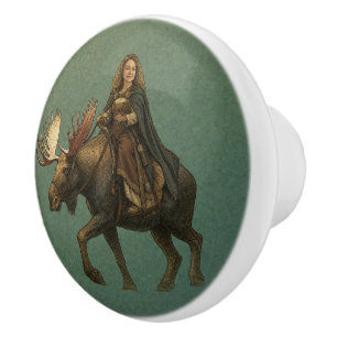 Bouton De Porte En Céramique Femme de la forêt Huldra nordique