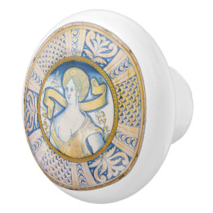 Bouton De Porte En Céramique Femme de l'art vintage de la Renaissance italienne