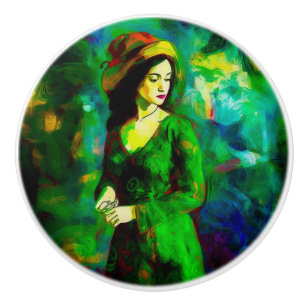 Bouton De Porte En Céramique Femme en Casquette