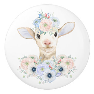 Bouton De Porte En Céramique Ferme de campagne pour bébé agneau Nursery