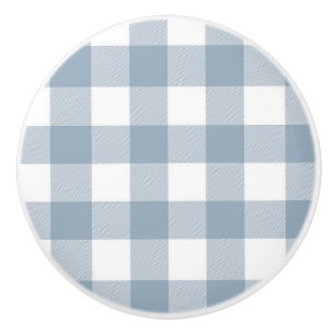 Bouton De Porte En Céramique Ferme Rustique Bleu Gris Buffle Rayé Carré
