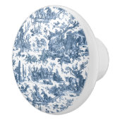 Bouton De Porte En Céramique Ferme vintage Rustique Français Toile Bleu & Blanc (Droite)