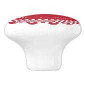 Bouton De Porte En Céramique Feston Checkered rouge foncé et blanc (Côté)