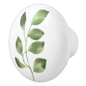 Bouton De Porte En Céramique Feuille botanique verte de mousse simple (Droite)