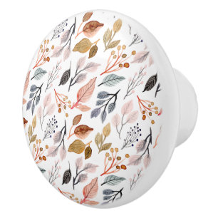 Bouton De Porte En Céramique feuille d'arbre