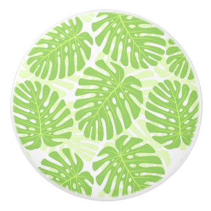 Bouton De Porte En Céramique Feuille de plante tropicale - motif de Monstera