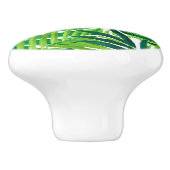 Bouton De Porte En Céramique Feuille tropical vert (Côté)