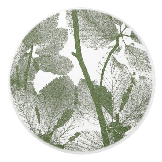 BOUTON DE PORTE EN CÉRAMIQUE FEUILLES ARBRES (Devant)