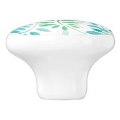 Bouton De Porte En Céramique Feuilles bleu vert (Côté)