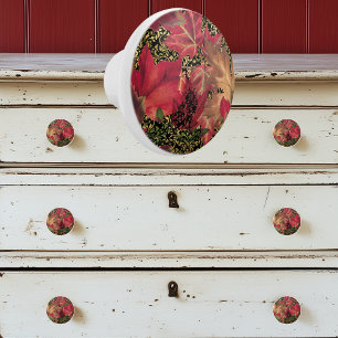 Bouton De Porte En Céramique Feuilles d'automne vintages