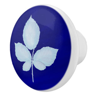 Bouton De Porte En Céramique Feuilles de brique d'impression Cyano