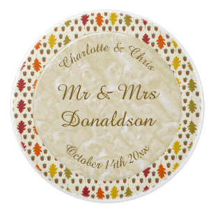 Bouton De Porte En Céramique Feuilles de chêne et Acorns Automne Mariage d'auto
