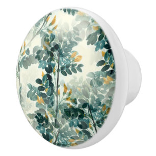 Bouton De Porte En Céramique Feuilles  de l'Élégant Motif de la mer Vintage