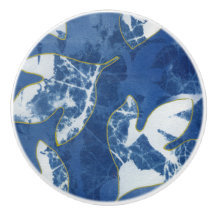 Feuilles de Sassafras Bleu Or Cyanotype Décoratif