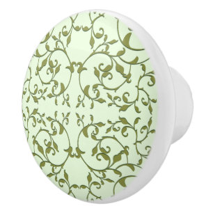 Bouton De Porte En Céramique Feuilles d'olive défilantes
