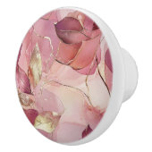 Bouton De Porte En Céramique Feuilles d'or rose (Droite)