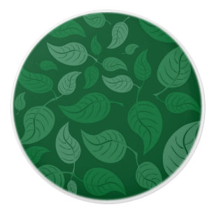 Bouton De Porte En Céramique Feuilles verts