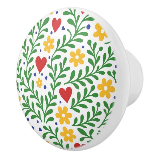 Bouton De Porte En Céramique Fiesta de Amor Amusant Gras Coloré Floral (Droite)