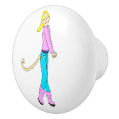 Bouton De Porte En Céramique fille avec une queue (Droite)