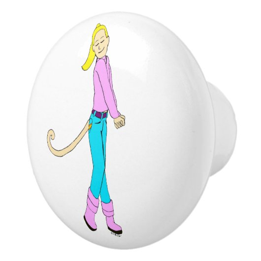 Bouton De Porte En Céramique fille avec une queue (Droite)