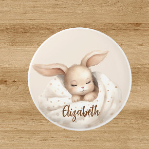 Bouton De Porte En Céramique Fille bébé lapin beige mignonne pépinière