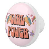 Bouton De Porte En Céramique Fille Power conception de texte avec étoiles (Droite)