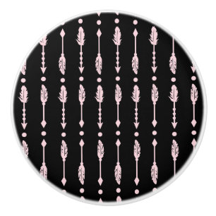 Bouton De Porte En Céramique Filles Flèches Rose & Noir Décoration de Chambre B