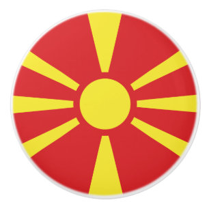 Bouton De Porte En Céramique Flag de Macedonia