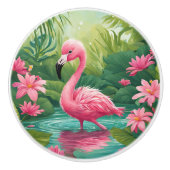 Bouton De Porte En Céramique Flamant rose bébé (Devant)