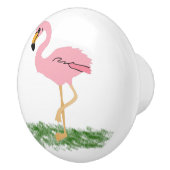 Bouton De Porte En Céramique Flamant rose Dans L'Herbe (Droite)