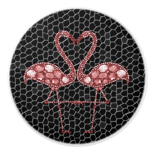 Bouton De Porte En Céramique Flamant rose rose (Devant)