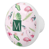 Bouton De Porte En Céramique Flamant rose rose Tropical Hibiscus Floral Fun Cus (Droite)