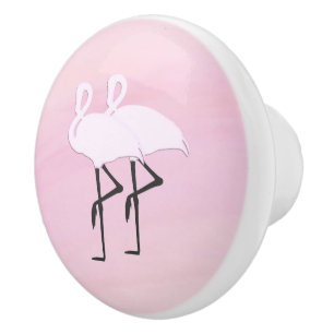 Bouton De Porte En Céramique Flamants roses