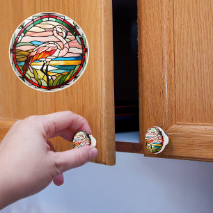 Bouton De Porte En Céramique Flamingo Faux Verre Teinté