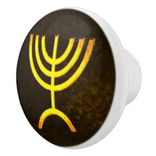 Bouton De Porte En Céramique Flamme de Menorah