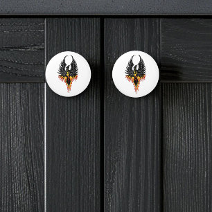 Bouton De Porte En Céramique Flammes tribales Phoenix Firebird