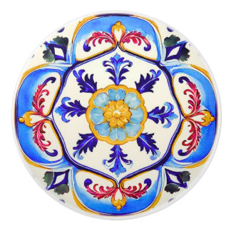 Bouton De Porte En Céramique Fleur baroque sicilienne I