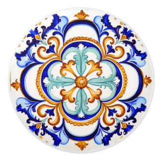 Bouton De Porte En Céramique Fleur baroque sicilienne II
