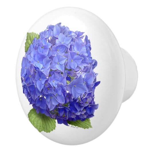 Bouton De Porte En Céramique Fleur Blue Hydrangea (Droite)