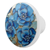 Bouton De Porte En Céramique Fleur Blue Hydrangea (Droite)