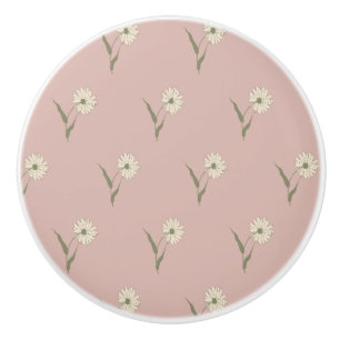Bouton De Porte En Céramique Fleur d'aster éparse délicate Rose poudré