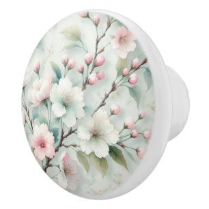 Bouton De Porte En Céramique Fleur de Cerisier