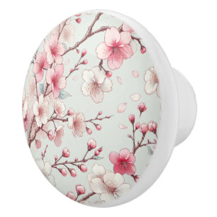 Bouton De Porte En Céramique Fleur de Cerisier
